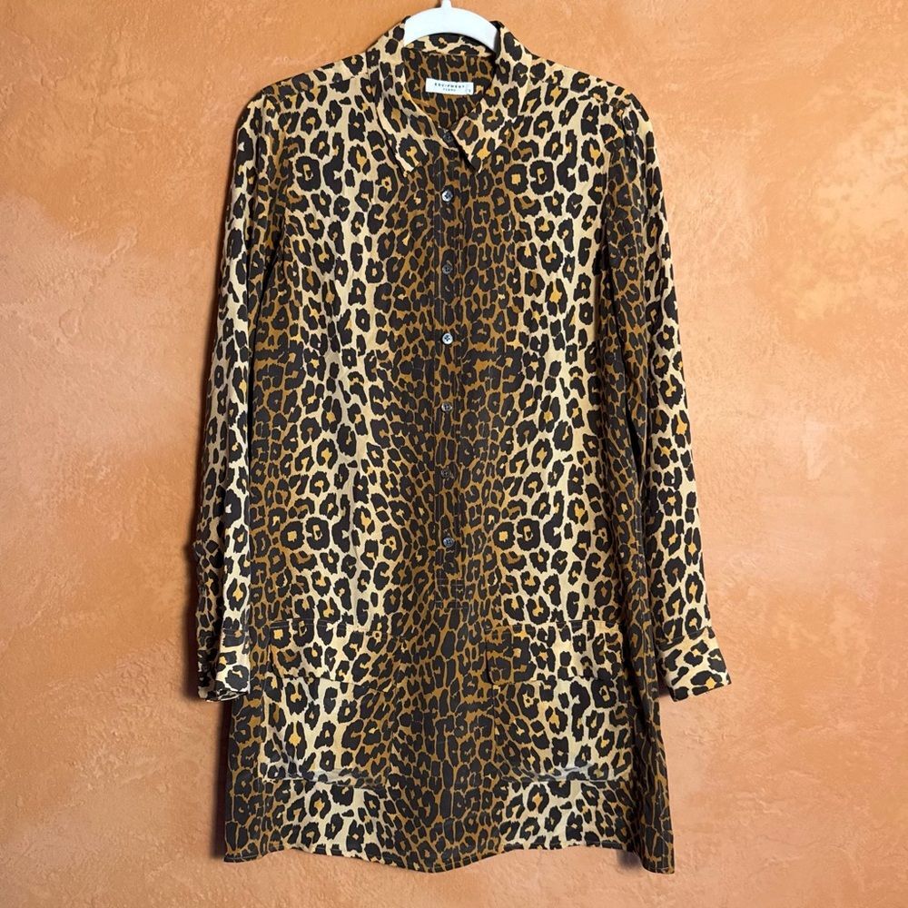Equipment Femme Silk Leopard Shirt Dress Size Small